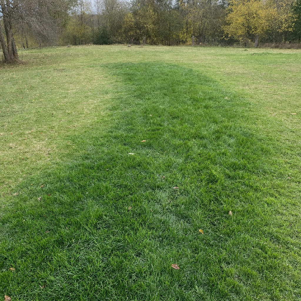 A soggy, unusually green patch of lawn over the drain field of a Jurupa Valley home, a sign the septic tank needs pumping